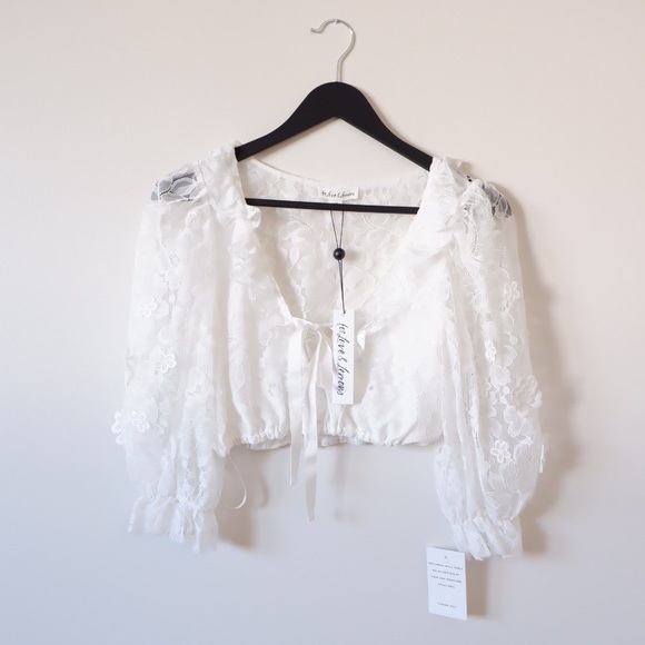 For Love And Lemons Tops - FOR LOVE & LEMONS LORETTA CROPPED BLOUSE